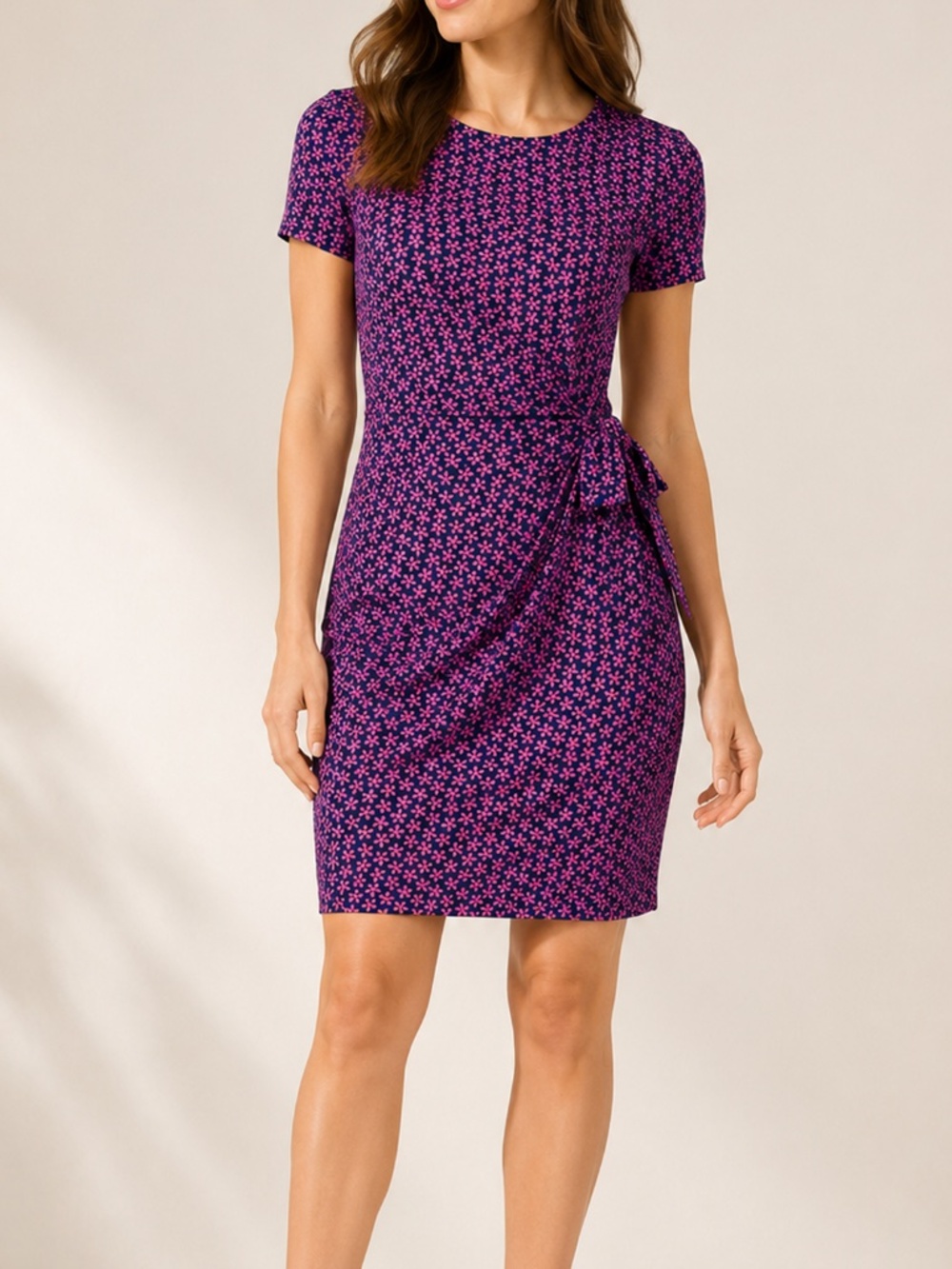 Diane von Furstenberg DVF Zoe Floral Geometric Mini Dress Navy Pink Size 2